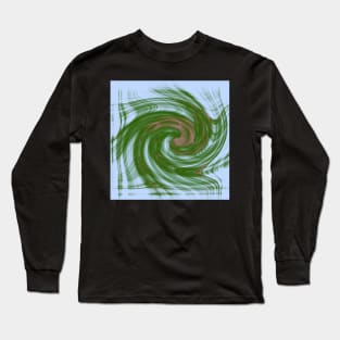 Swirling green and blue fractal vortex Long Sleeve T-Shirt